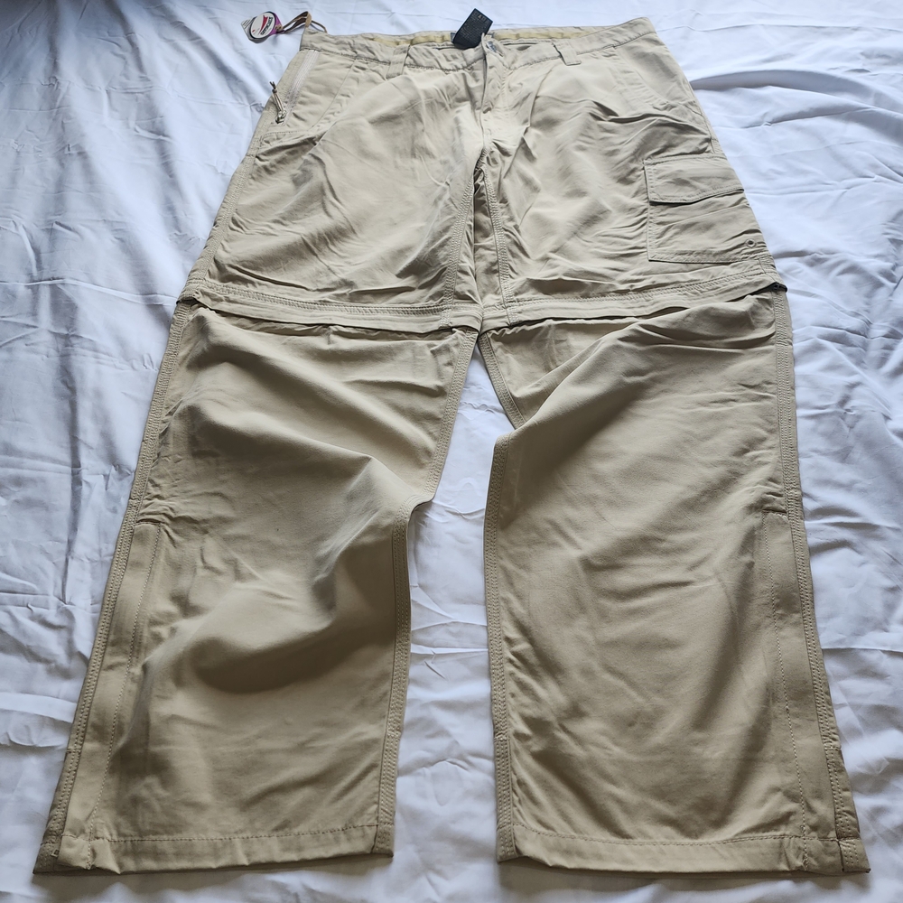 Mountains Khakis Men'sTan Convertible Cargo Pants with Zip-Off Design